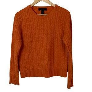 Express Womens Orange Cable Knit Sweater Size Large Wool Cashmere Angora Classic